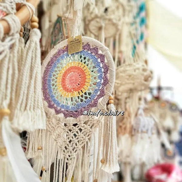 Bali Handmade Feather Romantic Rainbow Dreamcatcher | Bali Handmade Dreamcatcher