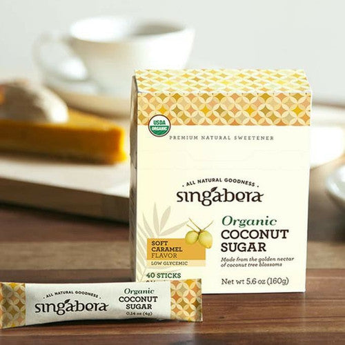 Singabera Organic Coconut Sugar All Natural Sweetener Diabetic Suitable 40 Individual Packets | Organic Coconut Sugar